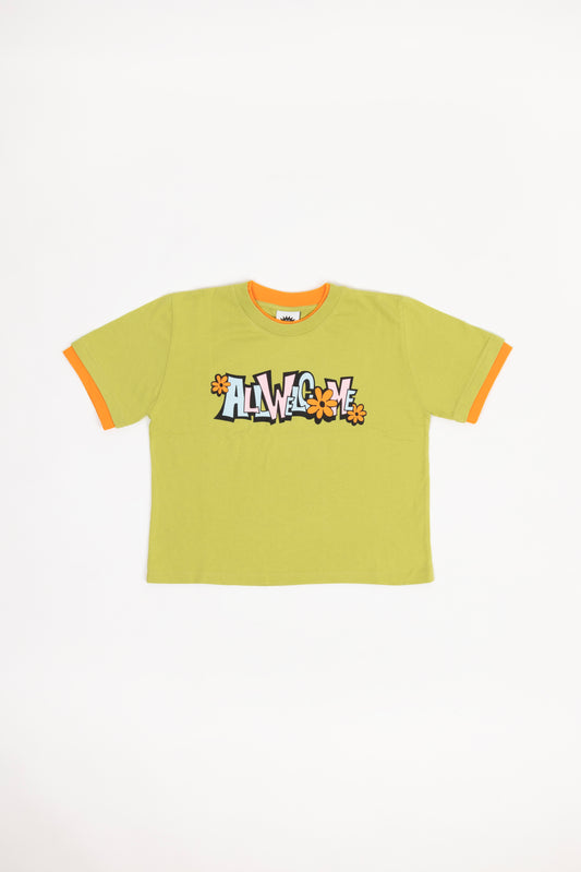 All Welcome Flower Baby Tee – Leaf